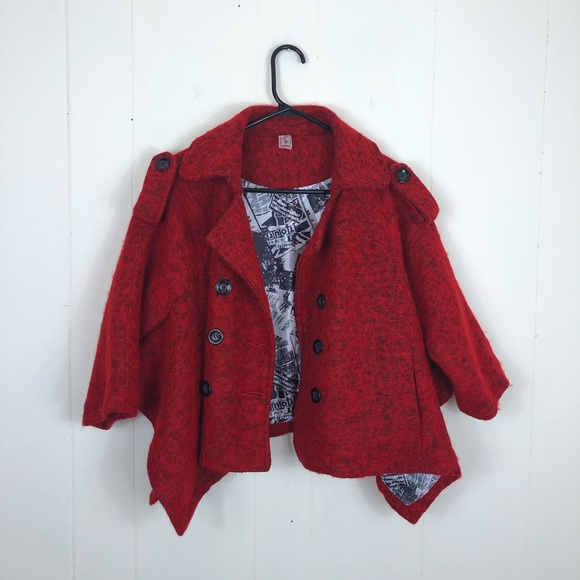 Wool Cropped Cape Coat Sz S - Picture 13 of 15